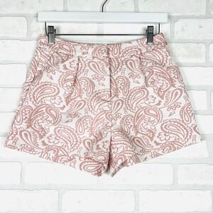 Victoria Beckham‎ Blush Pink Paisley Brocade Shorts - Women's Size 4